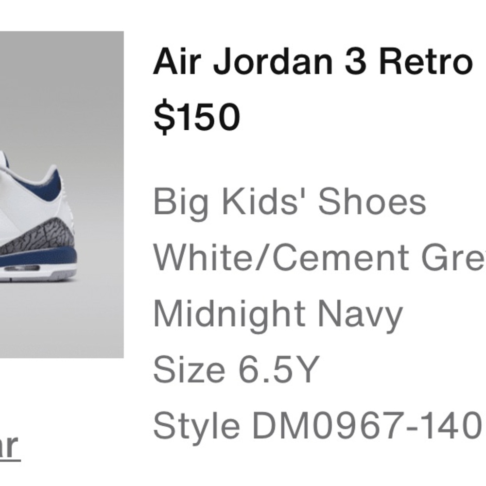 Jordan 3 Retro Kids' Sneakers - White, Gray, and Navy